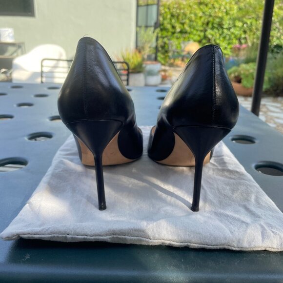 Manolo Blahnik Pumps Black Leather Calf BB Heels Shoes - Picture 3 of 6